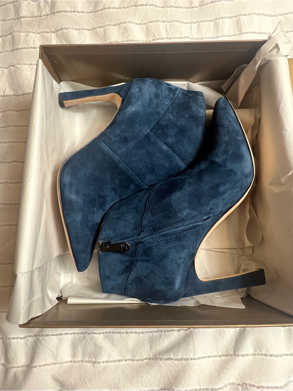 Carolinna Espinosa Navy Suede Booties SZ 8.5